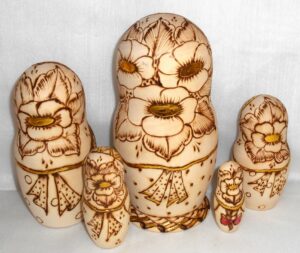 Anfisa with kittens in basket B nesting Doll Babooshki s