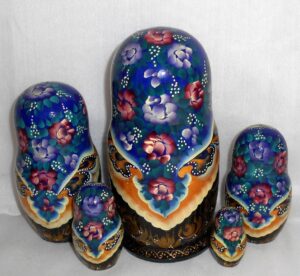 Sasha in blue lace shawl nesting Doll Babooshki s