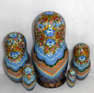 Sasha in light blue lace shawl nesting Doll Babooshki s
