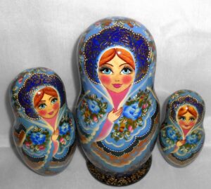 Sasha in light blue lace shawl nesting Doll Babooshki s