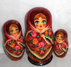 Sasha in red lace shawl nesting Doll Babooshki s