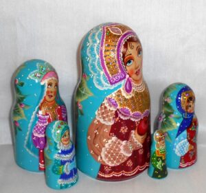 Princess in national costume with apple Bell shape nesting Doll Babooshki s