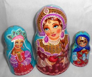 Princess in national costume with apple Bell shape nesting Doll Babooshki s