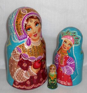 Princess in national costume with apple Bell shape nesting Doll Babooshki s