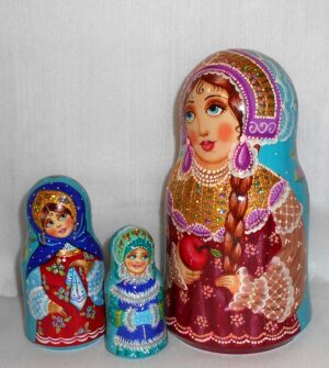 Princess in national costume with apple Bell shape nesting Doll Babooshki s