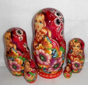 Butterfly girl ruby dress purple flowers nesting Doll Babooshki s