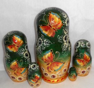 Butterfly girl in green scarf nesting Doll Babooshki s