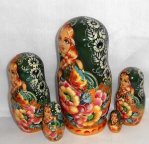 Butterfly girl in green scarf nesting Doll Babooshki s