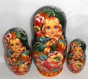 Butterfly girl in green scarf nesting Doll Babooshki s