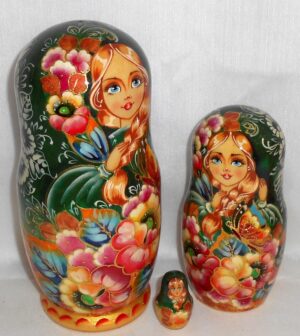 Butterfly girl in green scarf nesting Doll Babooshki s