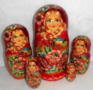 Butterfly girl ruby dress red flower  Babushka Matryoshka nesting Doll  Babooshki Babushkas