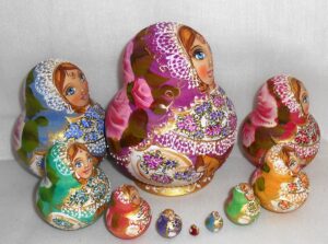 Wedding Musicians in lace purple dress 10-set nesting Doll Babooshki s