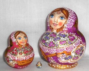 Wedding Musicians in lace purple dress 10-set nesting Doll Babooshki s