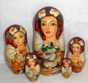 Puss In boots Babushka Babushka Matryoshka nesting Doll Babooshki Babushkas