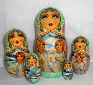 Angels babushka white scarf Babushka Matryoshka nesting Doll Babooshki Babushkas