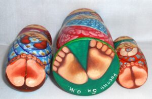 Village girls with traditional toys acrylic nesting Doll Babooshki s