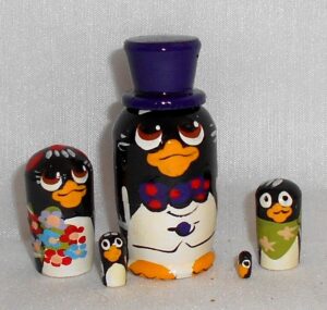 MINI Penguin in blue hat mini 5-set Babushka  TINY