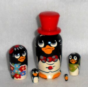 MINI Penguin in red hat mini 5-set Babushka  TINY