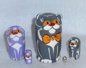 MINI Grey cat mini 5-set Babushka  TINY