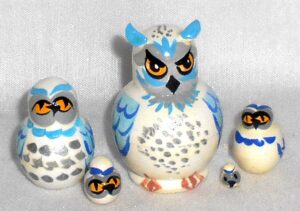 MINI White owl mini 5-set Babushka  TINY