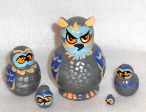 MINI Grey owl mini 5-set Babushka  TINY