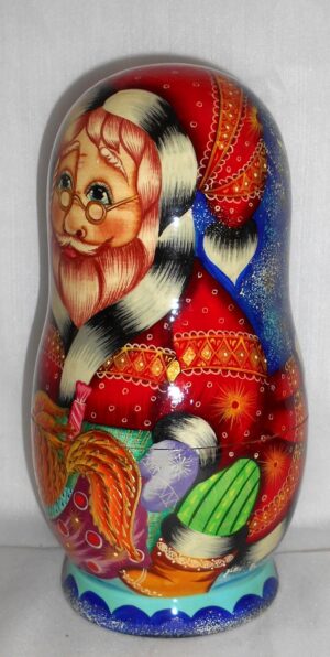 Santa and gold fish – Extra Large decor box nesting Doll Babooshki s