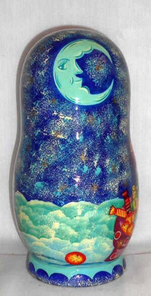 Santa and gold fish – Extra Large decor box nesting Doll Babooshki s