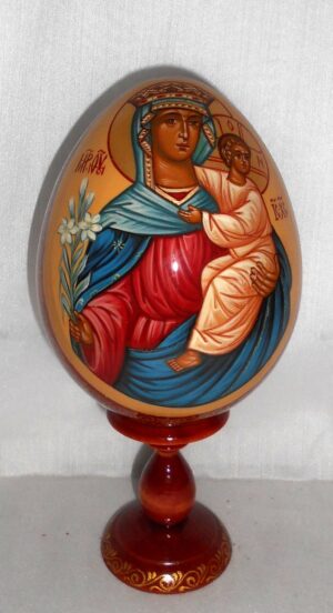 Our Lady in blue Egg LARGE Orthodox