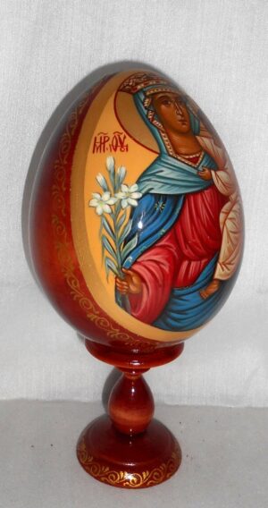 Our Lady in blue Egg LARGE Orthodox - 2