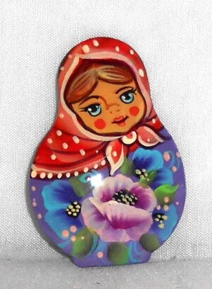 Nadya purple and blue flowers dress Brooch Big Face