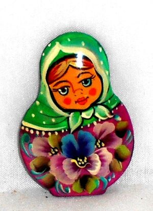 Nadya green scarf wild flowers dress Brooch Big Face