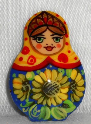 Masha in sunflowers dress Brooch Big Face