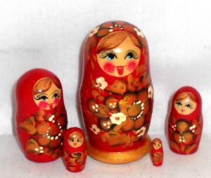 Khokhloma girl Babushka Matryoshka nesting Doll Babooshki Babushkas Classic Village Traditional