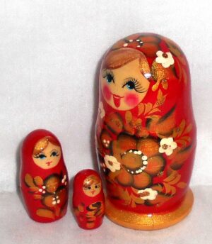 Khokhloma girl nesting Doll Babooshki s Classic Village Traditional