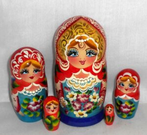 Vera in red scarf Babushka Matryoshka nesting Doll Babooshki Babushkas