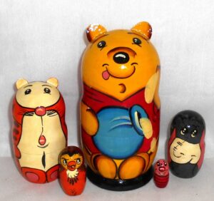 Winnie the Pooh characters Babushka Matryoshka nesting Doll Babooshki Babushkas