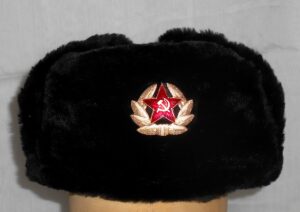 Winter military fur Hat Black Red star USHANKA - 4