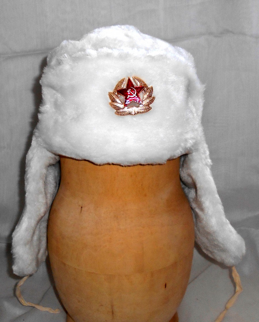 Authentic Russian Ushanka White Military Hat 