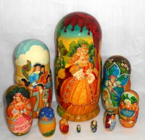 Cinderella multi-figure 10-set Huge  Babushka Matryoshka nesting Doll Babooshki Babushkas