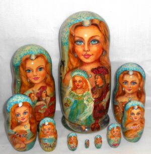 Mermaid 10-set Huge Babushka Matryoshka nesting Doll Babooshki Babushkas