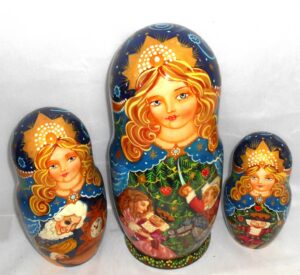 Nutcracker in blue 10-set Huge nesting Doll Babooshki s