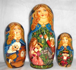 Nutcracker in blue 10-set Huge nesting Doll Babooshki s