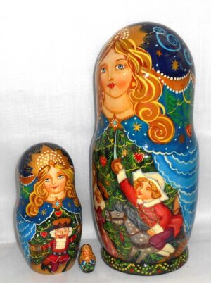 Nutcracker in blue 10-set Huge nesting Doll Babooshki s