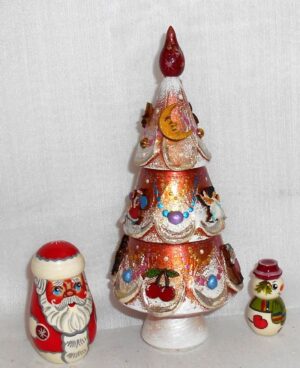 Xmas Tree gold 3-set 3D toys Matryoshka nesting Doll  Babooshki Babushkas