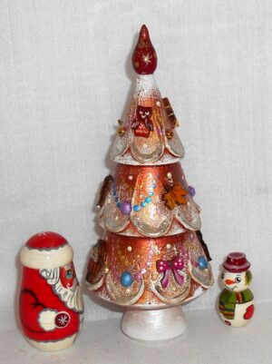 Xmas Tree gold 3-set 3D toys nesting Doll Babooshki s
