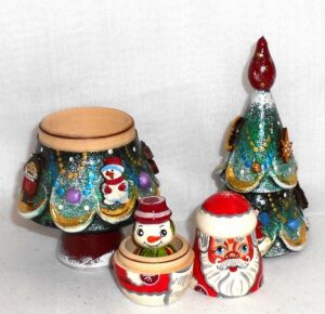 Xmas Tree green 3-set 3D toys nesting Doll Babooshki s