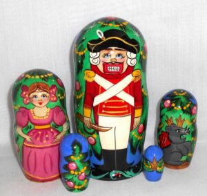 Nutcracker in blue 5-set Babushka Matryoshka nesting Doll  Babooshki Babushkas