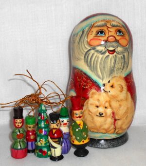 Santa and polar bears decor box large   Babushka Matryoshka nesting Doll  Babooshki Babushkas