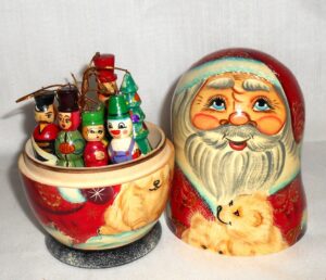Santa and polar bears decor box large nesting Doll Babooshki s