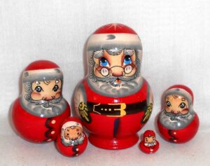 Santa fatty with glasses small nesting Doll Babooshki s